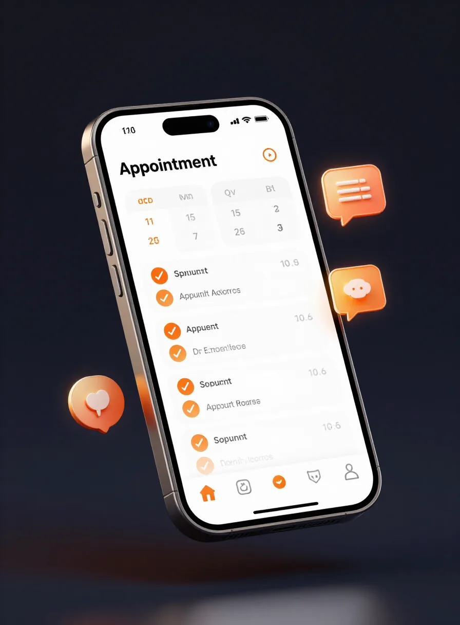 Aplicativo de agenda digital exibindo os agendamentos do dia em um smartphone